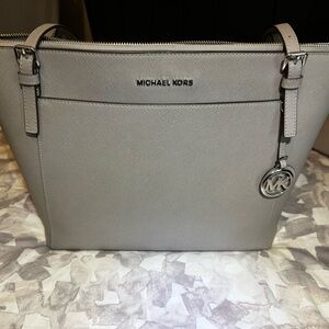 Michael Kors Gray Structured Tote with Silver Hardware